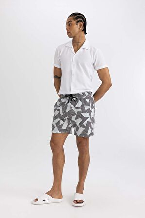 DeFactoFit Regular Fit Baskılı Esnek Dokulu Diz Boyu Sporcu Deniz Şortu B5993AX24HSBK81