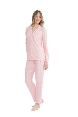 U.S. Polo Assn. Kadın Boydan Patlı Uzun Kollu Pijama Takımı
