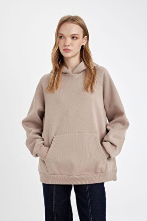 DeFacto Oversize Fit Kapüşonlu Kalın Kumaş Basic Sweatshirt C7805AX24WNBG268