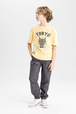 DeFacto Erkek Çocuk Beli Bağcıklı Lastikli Paça Cepli Jogger Ribana Pantolon C0973A824SPAR148