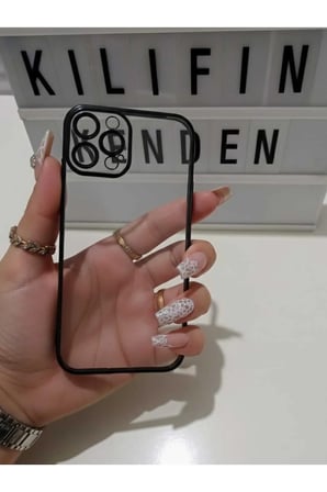 İphone 13 Pro Max Kenarları Siyah Şeffaf Mika Kılıf Modeli