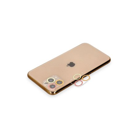 Apple İphone 11 Pro Max Renkli Kamera Lens Koruma Cam - Turuncu-kırmızı