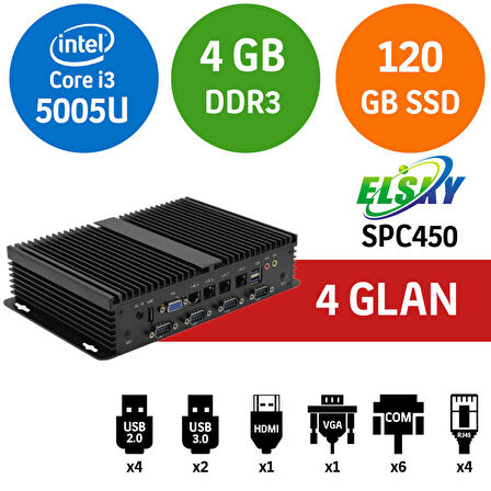 ELSKY SPC450 I3 5005U 4LAN FANSIZ FIREWALL MINI PC