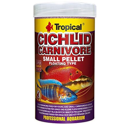 Tropical Cichlid Carnivore Small Pellet Renklendirici Balık Yemi 1000 Ml 360 Gr