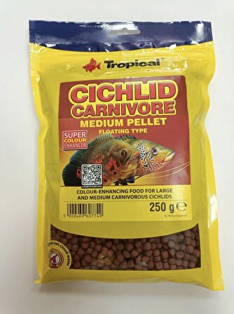 Tropical Cichlid Carnivore Medium Pellet Akvaryum Balık Yemi 250 gr (Orijinal Paket)