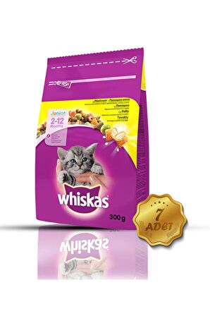 Whiskas Junior Tavuklu Yavru Kedi Maması 300 g 7 Adet