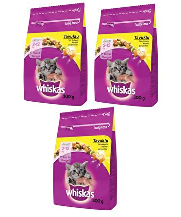 Whiskas Tavuklu Yavru Kuru Kedi Maması 300 Gr (3 ADET)