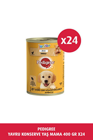 Pedigree Tavuklu Konserve Yavru Köpek Maması 24 X 400 G