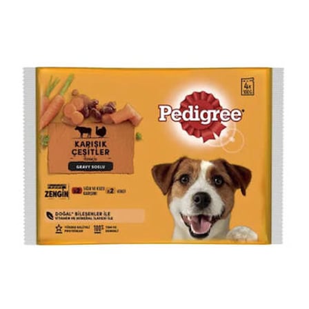 Pouch Sığır Etli Kuzulu ve Hindili Yetişkin Köpek Konservesi 4x100 Gr