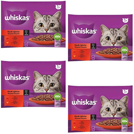 Whiskas Pouch Sos İçinde Sığırlı ve Tavuklu Yetişkin Kedi Konservesi 85gr (4'lü) x 4 Adet