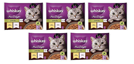 Whiskas Pouch Pure Delight Jöle İçinde Tavuklu ve Somonlu Yetişkin Kedi Konservesi 20x85 Gr