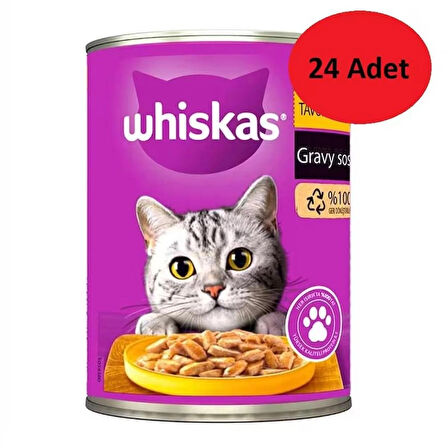 Whiskas Tavuklu Konserve Kedi Maması 400 g x 24 Adet