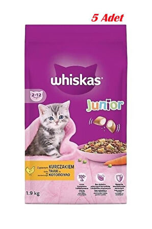 Whiskas Junior Tavuklu Yavru Kuru Kedi Maması 1.9 Kg*5 ADET