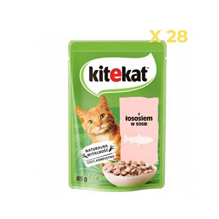Kitekat Somon Etli Kedi Yaş Maması 85 Gr (Gravy) 28'li Paket