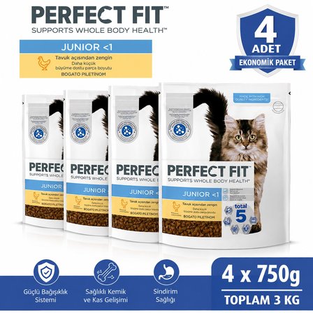 Perfect Fit Tavuklu Yavru Kedi Kedi Maması 750 gr*4 ADET