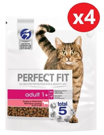 Perfect Fıt Yetişkin Sığır Etli Kuru Kedi Maması 750 Gr*4 Adet