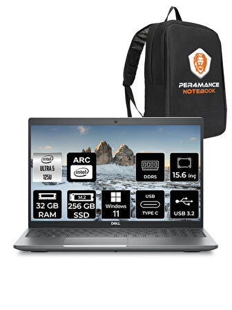 DELL Latitude 5550 Ultra 5 125U 32GB DDR5 256GB SSD 15.6'' FHD W11H Dizüstü Bilgisayar & PER4 ÇANTA