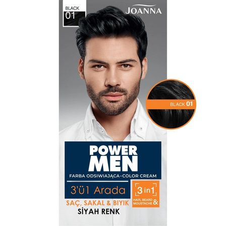 POWER MEN KREM BOYA 3Ü1 ARADA SAÇ SAKAL BIYIK 01 SİYAH – 1 ADET