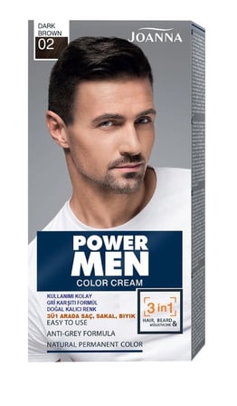 POWER MEN KREM BOYA 3Ü1 ARADA SAÇ SAKAL BIYIK 02 KOYU KAHVERENGİ – 3 ADET
