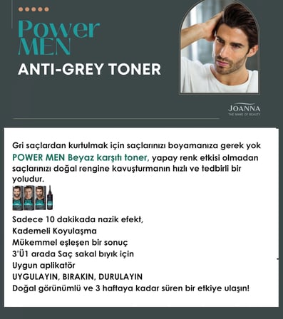 POWER MEN ANTİ-GREY TONER 3Ü1ARADA SAÇ SAKAL BIYIK 02 KOYU KAHVERENGİ – 1 ADET