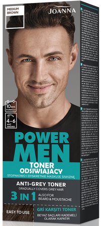 POWER MEN ANTİ-GREY TONER 3Ü1 ARADA SAÇ SAKAL BIYIK 03 ORTA KAHVERENGİ – 1 ADET
