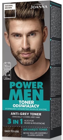 POWER MEN ANTİ-GREY TONER 3Ü1 ARADA SAÇ SAKAL BIYIK 04 DOĞAL KAHVERENGİ – 1 ADET