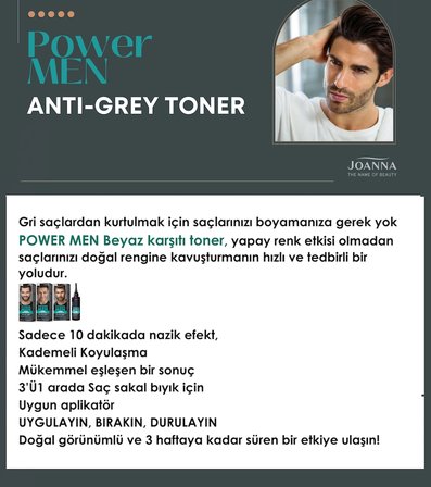 POWER MEN ANTİ-GREY TONER 3Ü1ARADA SAÇ SAKAL BIYIK 04 DOĞAL KAHVERENGİ – 3 ADET