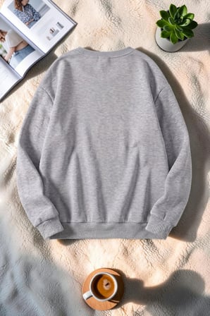 Unisex Holiday Baskılı Bisiklet Yaka Sweatshirt