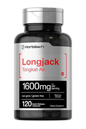 Longjack Tongkat Ali | 1600mg | 120 Kapsül |Maksimum Güç | GDO'suz ve Glutensiz.usa vers.