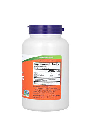 Now Foods Certified Ornagic Spirulina 500 Mg 200 Tablet