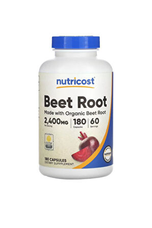 Nutricost Beet Root Organic 800 Mg 180 Kapsül