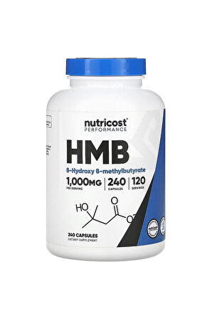 Nutricost, HMB, B-Hydroxy-B-methylbutyrate, 1000 Mg, 240 Kapsül