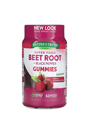 Nature's Truth, Super Food Beet Root + Black Pepper, Natural Strawberry, 60 Vegan Gummies