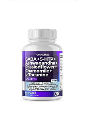 Gaba + 5-HTP + Ashw. Passionflower+Chamomile+L-Theanine 60 Kapsül