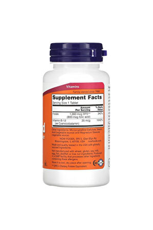 NOW Foods, Folic Acid, 800 mcg, 250 Tablet