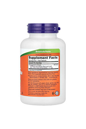 Now Foods Ashwagandh.aa 450 mg 180 Veggie Kapsül