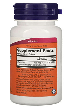 High Potency Vitamin D-3 125 Mcg (5,000 IU) 240 Softgels