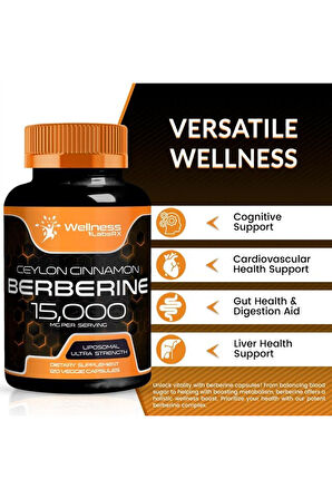 Wellnees LabsRX  Berberine 15,000 Mg - with Ceylon Cinnamon 120 Veggie Kapsül