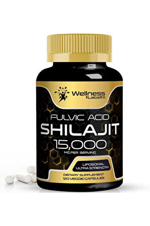 Wellnees LabsRX  Shilajit Pure Himalayan Organic 15,000 Mg 120 Veggie Kapsül