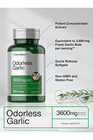 Horbäach Odorless Garlic Softgels | 200 Kapsül