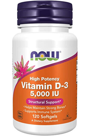 Now Foods Vitamin D-3 5,000 IU 120 Softgels- İthal