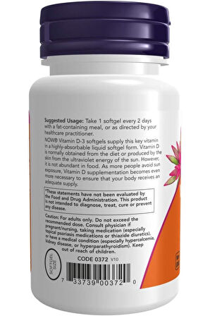 Now Foods Vitamin D-3 5,000 IU 120 Softgels- İthal