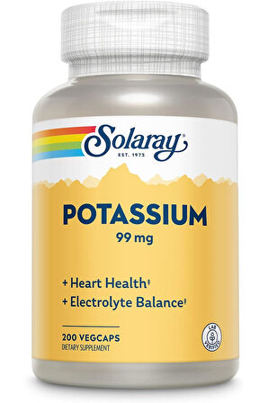 Solaray, Potas/sium Citrate , 99 Mg , 60 Veg Kapsül - İthal