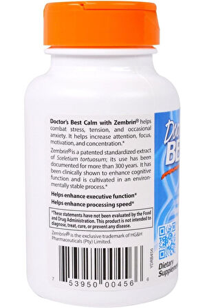 Doctor's Best Calm-Z With Zembrin 25 mg 60 Veggie Kapsül- İthal