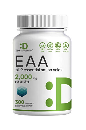 DEAL SUPPLEMENT  Essential Amino Acids (EAA)  – 9 in 1, All BCAAs 2.000 Mg- 300 Capsules