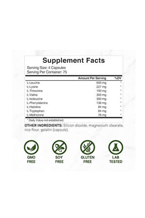 DEAL SUPPLEMENT  Essential Amino Acids (EAA)  – 9 in 1, All BCAAs 2.000 Mg- 300 Capsules