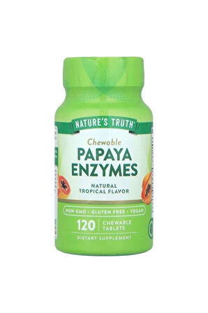 Chewable Papaya Enzymes, Natural Tropical, 120 Chewable Tablets