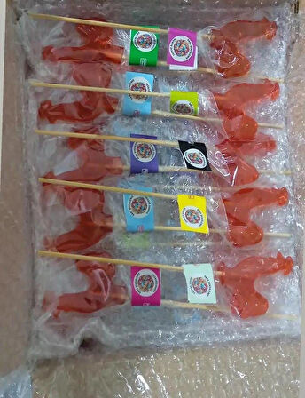 Horoz Şekeri (25'Lİ) Kutu Kırmızı Renk Karışık Meyve Aromalı Ahşap Saplı (12 GR)
