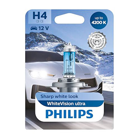 Philips H4 WhiteVision ultra far lambası, 4200K, tekli blister