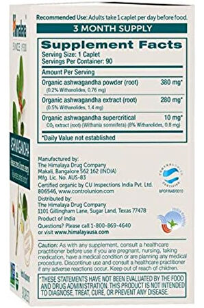 Himalaya Organic Ashwagand.haa 670 Mg 90 Kapsül 